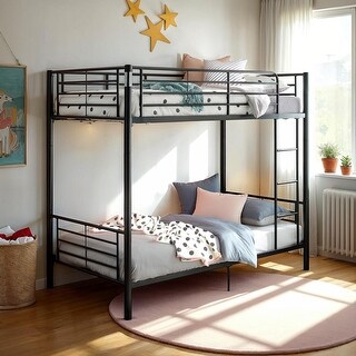 Walker Edison Abner Black Metal Twin over Twin Bunk Bed