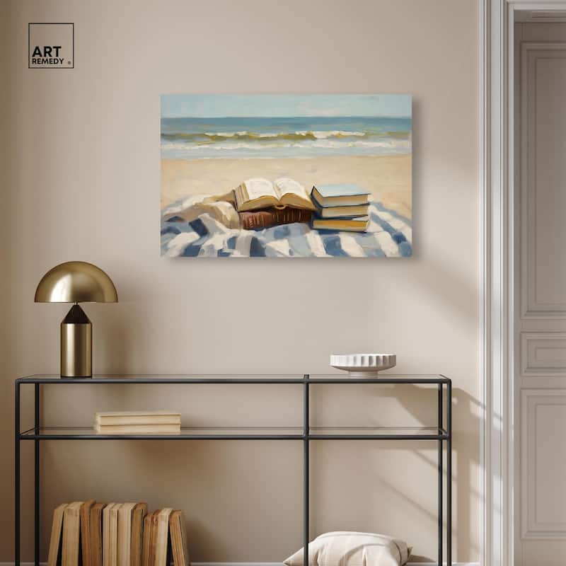 Beach Reading Canvas by Art Remedy, Gallery Wrapped