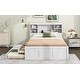 preview thumbnail 4 of 13, Full Size Platform Bed with Trundle and Storage Headboard, Kids Bed Frame with Charging Station and 3-Drawers, White