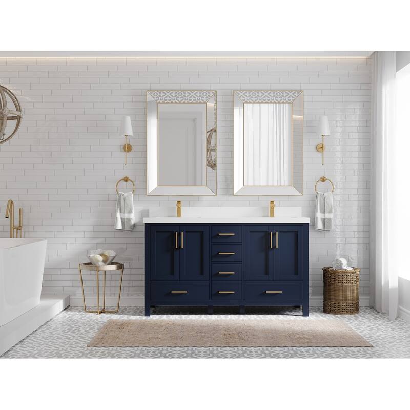 Willow Collections 60 in. W x 22 in. D Malibu Double Sink Bathroom Vanity with Countertop