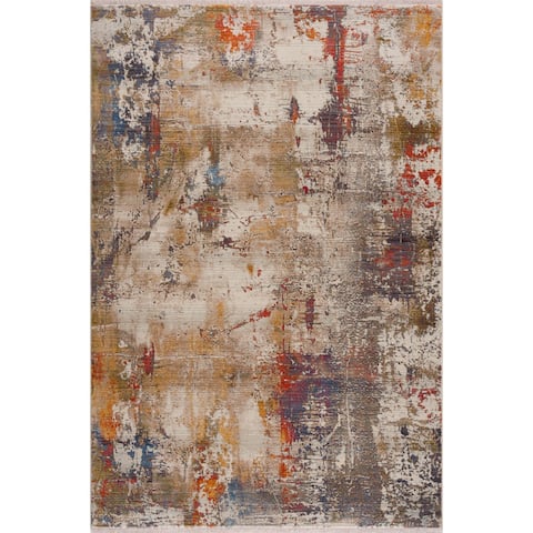 LR Home Modern Distressed Abstract Area Rug