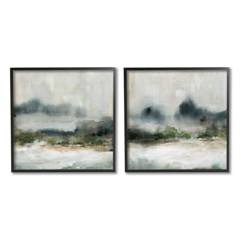 Stupell Somber Abstract Landscape Mountain Watercolor Details 2 Piece Framed Wall Art, Design by Carol Robinson - 12 x 12 - Black