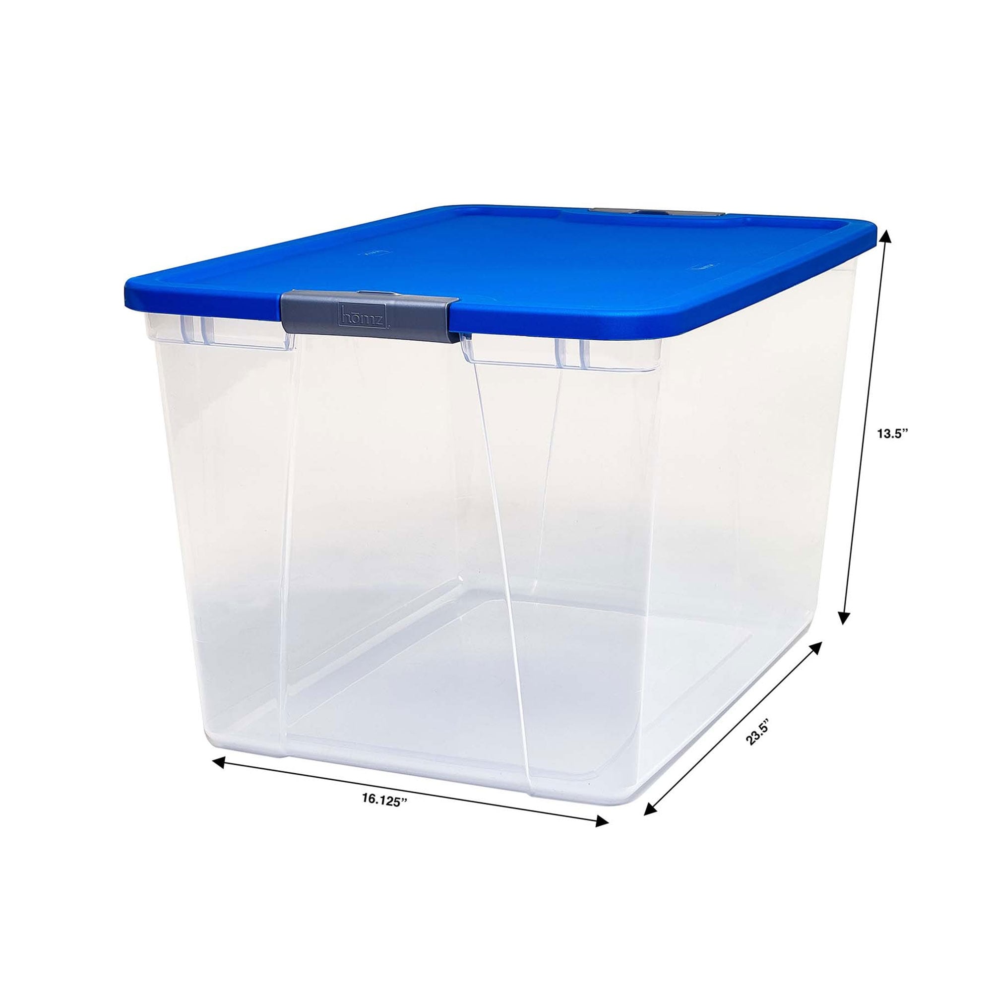Homz 32 Gallon Large Standard Stackable Plastic Storage Container Bin with Secure Snap Lid for Home Organization, Blue (4 Pack)