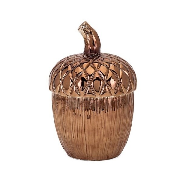 12.75" Bronze Harvest Large Ribbed Acorn Design Jar with Stemmed Lid - N/A
