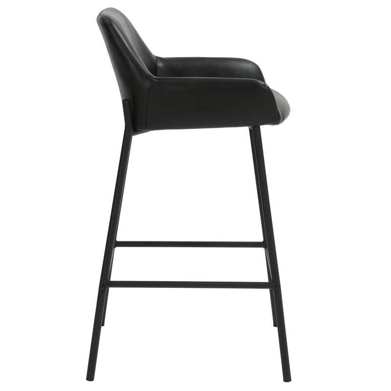 Contemporary Faux Leather & Metal 26" Counter Stool, PU, Set of 2
