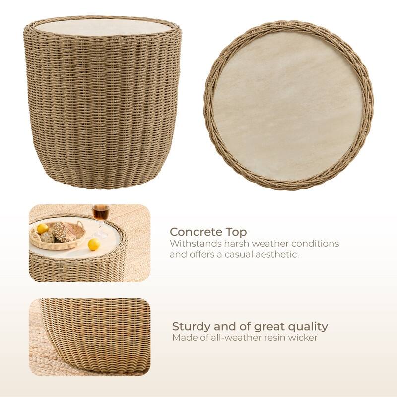 Spruce & Spring Patio Fruniture Outdoor Swivel Chair and Side Table