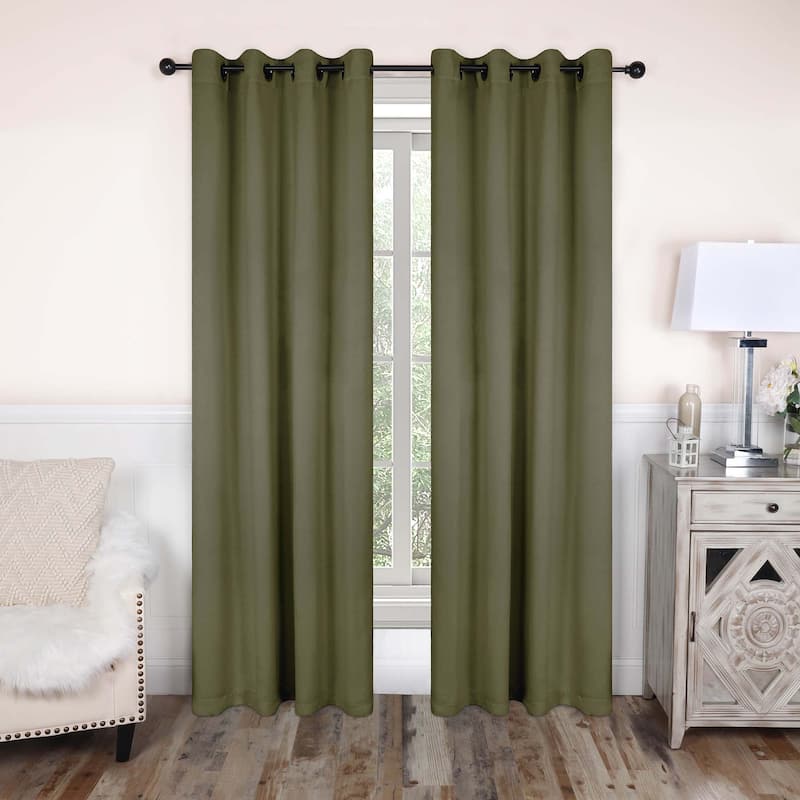 Superior Modern Solid Washable Room Darkening Blackout Curtains, Set of 2 Panels - 2PC- 52" x 84" - Olive Green