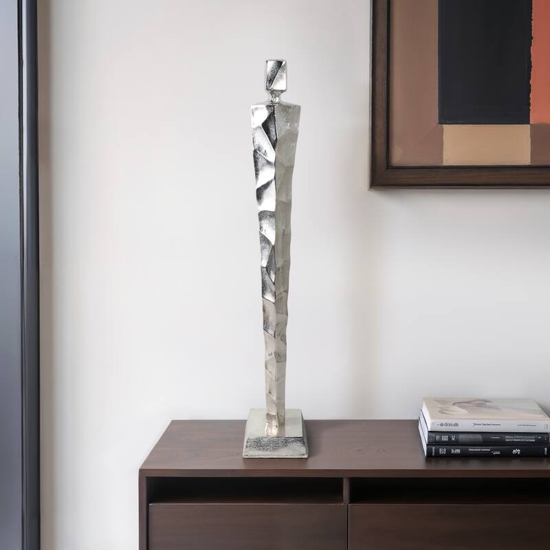 Metal Aluminum Sculpture Decorative Abstract Figure Modern Accent - 6" x 6" x 38"