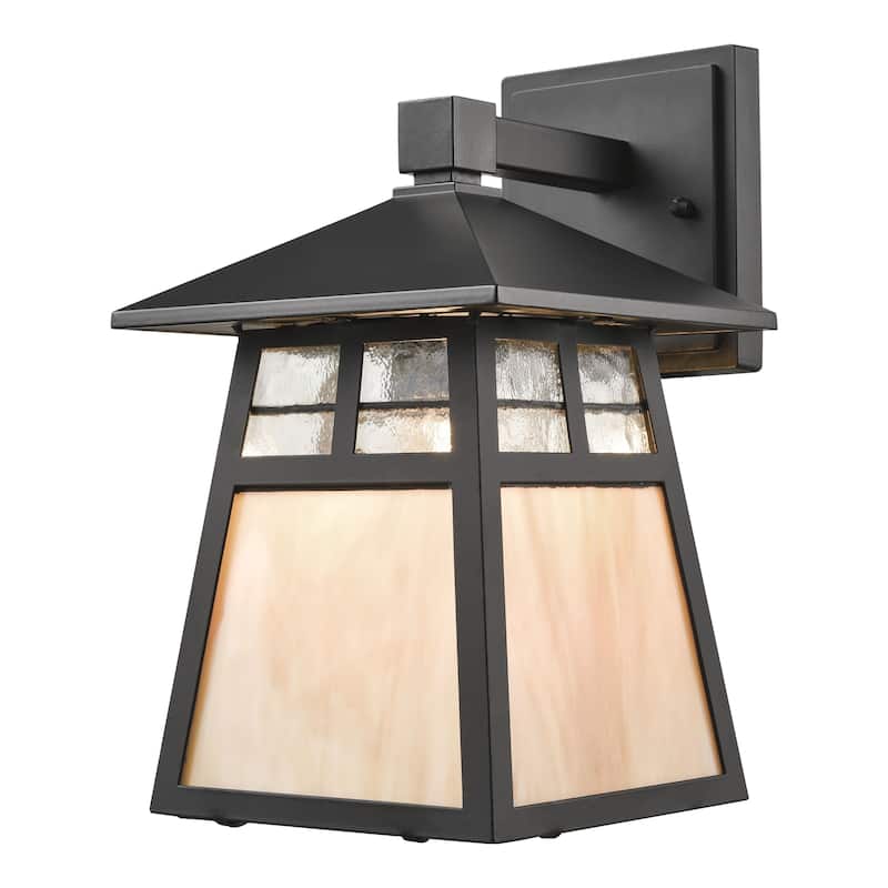 Elk Home Cottage Matte Black With Honey Art Glass 1 Light Wall Sconce - Matte Black