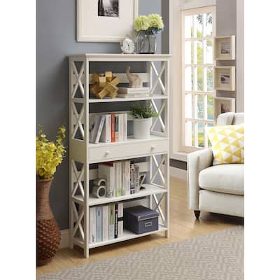 5-Tier Bookcase with Drawer for Open and Concealed Storage in a Contemporary Style - 31.5