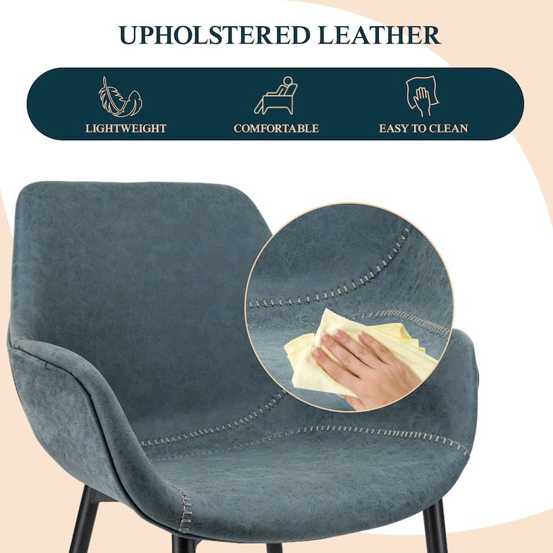 Markley Leather Dining Chair with Iron Legs Set of 4 Modern Accent Armchair