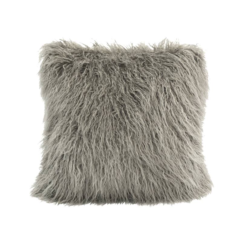 HiEnd Accents Mongolian Faux Fur Throw Pillow, 18"x18"