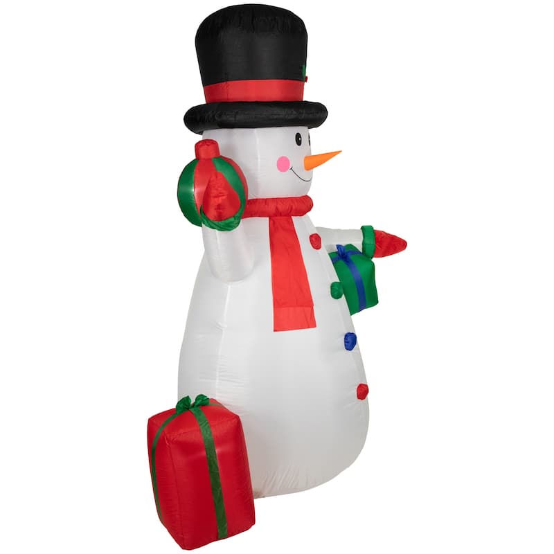 LED Lighted Inflatable Snowman with Gifts Outdoor Christmas Decoration - 8' - White