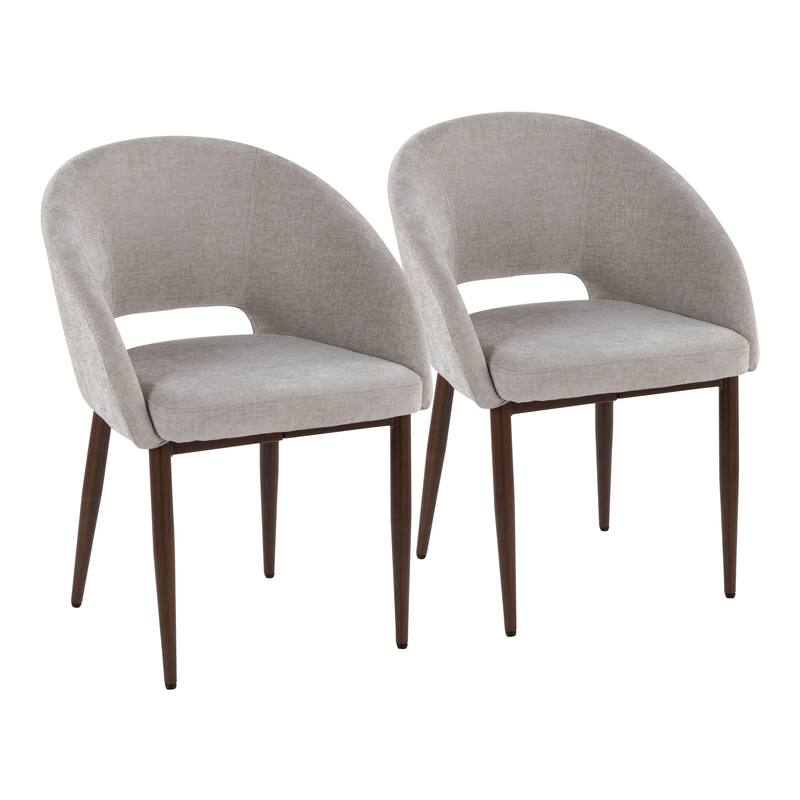 Renee Upholstered Chair - Set Of 2 - Silver Fabric/Walnut Finish