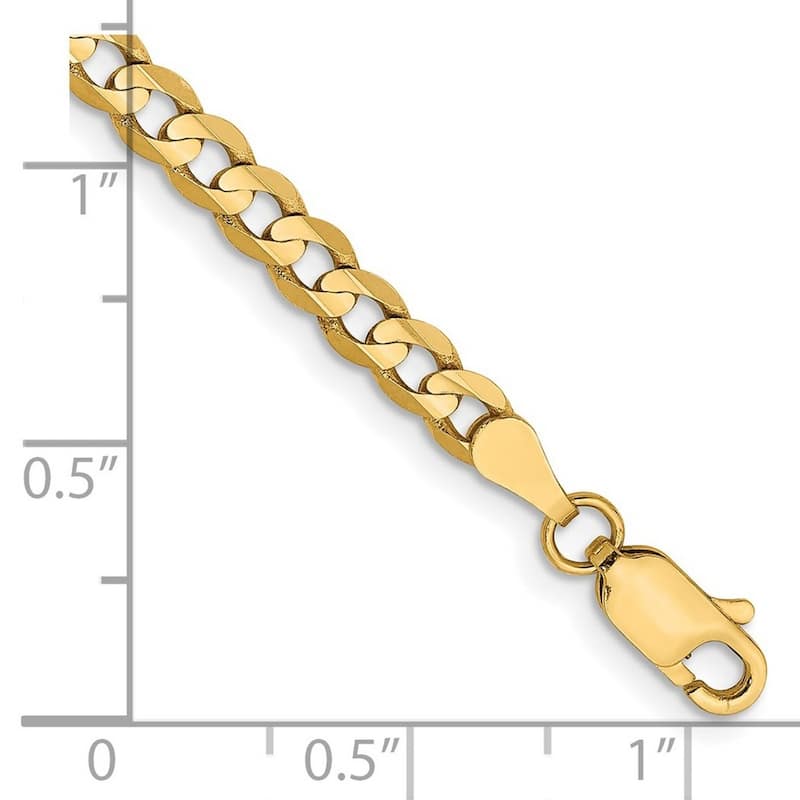 Curata 10k Yellow Gold 3.8mm Open Concave Curb Chain Bracelet Options: 7" 8" 9"