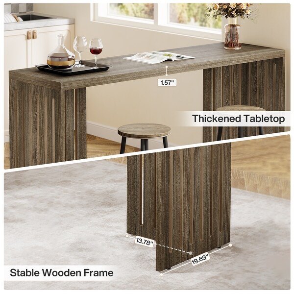 63-Inch Bar Table, Industrial Counter Height Pub Table with