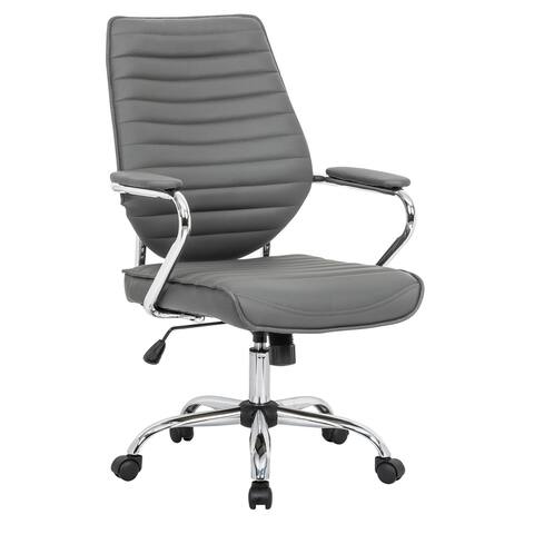 LeisureMod Winchester Swivel Tilt Mid-Back Home Leather Office Chairs
