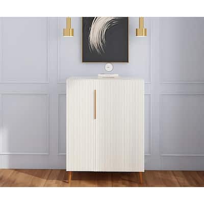 Modern White Sideboard Cabinet with Gold Handles