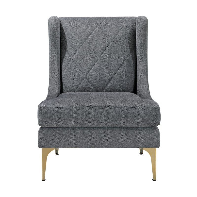 Margo 28" Chenille Accent Chair - Brushed Gold Finish Metal Legs