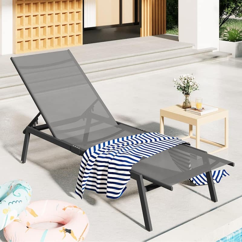 AECOJOY Adjustable Patio Aluminum Lounge Chairs for Outside