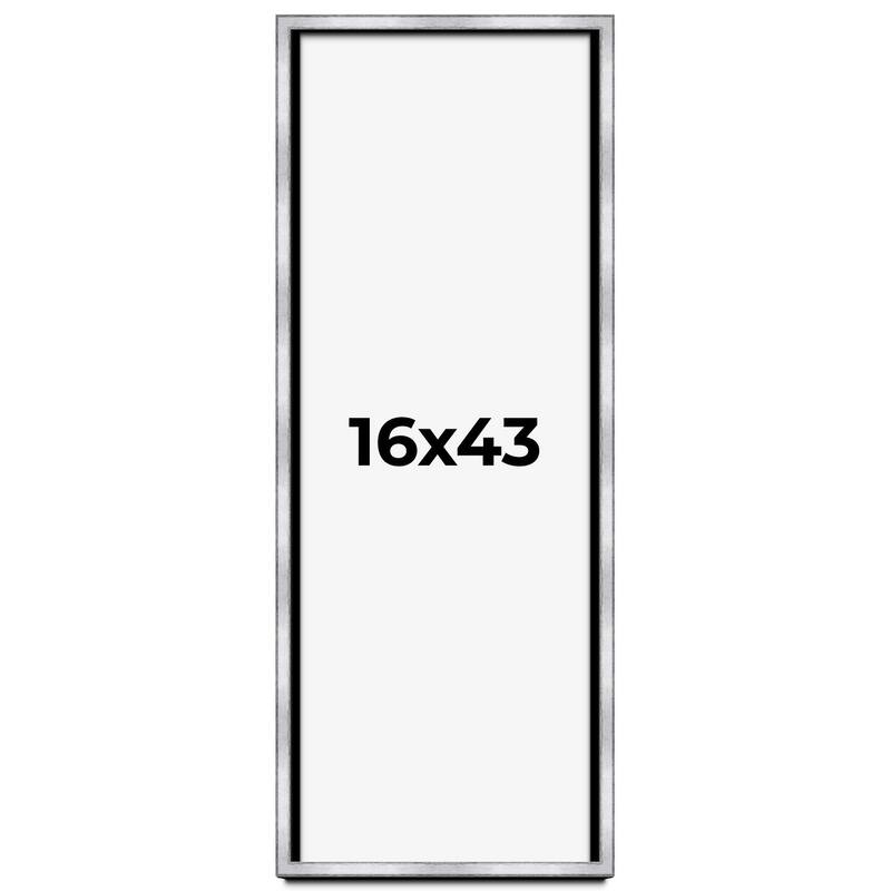 16x43 Shadow Box Frame Silver | 1.375 Inches Deep Real Wood