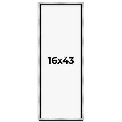 16x43 Shadow Box Frame Silver | 1.375 Inches Deep Real Wood