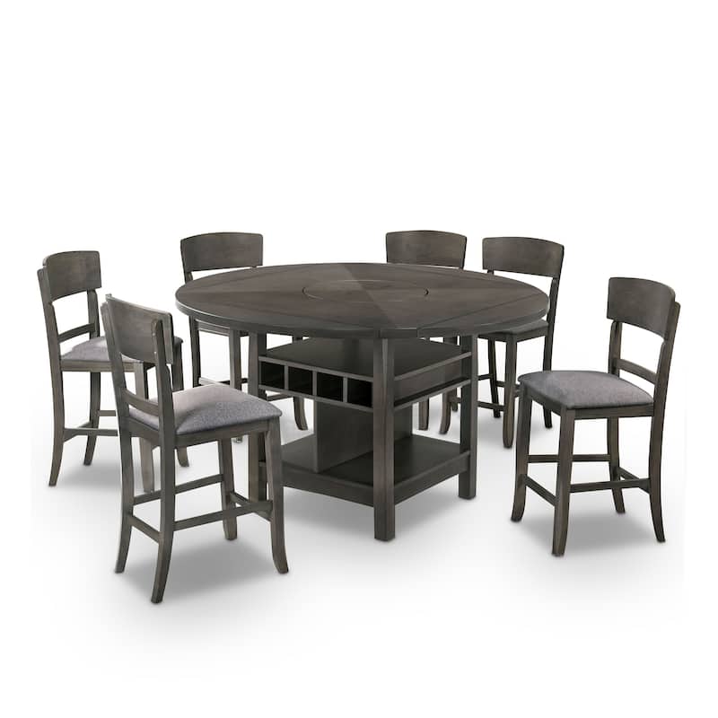Drov Farmhouse Solid Wood 3-Shelf 7-Piece Counter Height Dining Set by Furniture of America