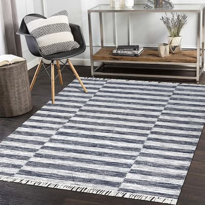 Overton Handmade Modern Contemporary Striped Area Rug