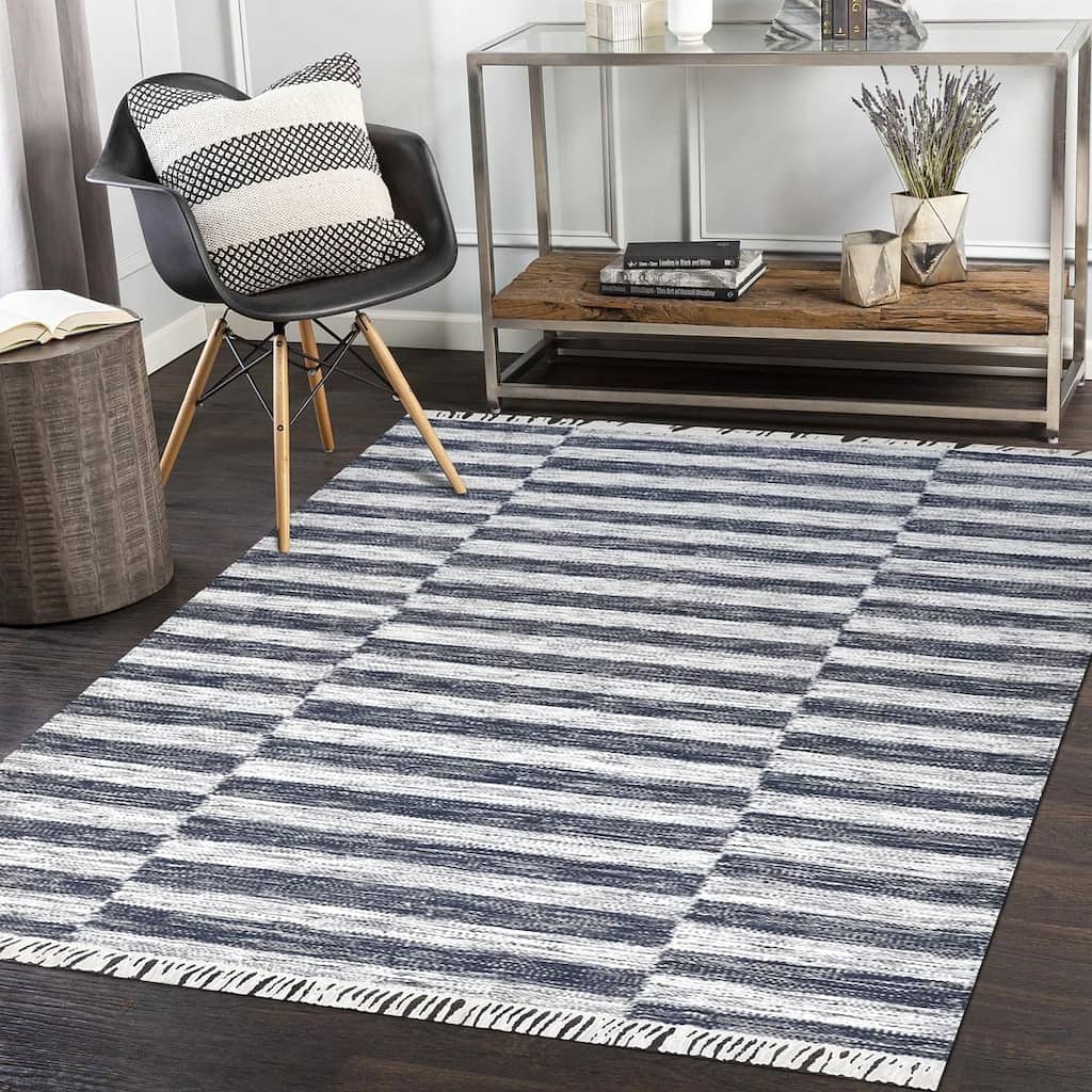Overton Handmade Modern Contemporary Striped Area Rug