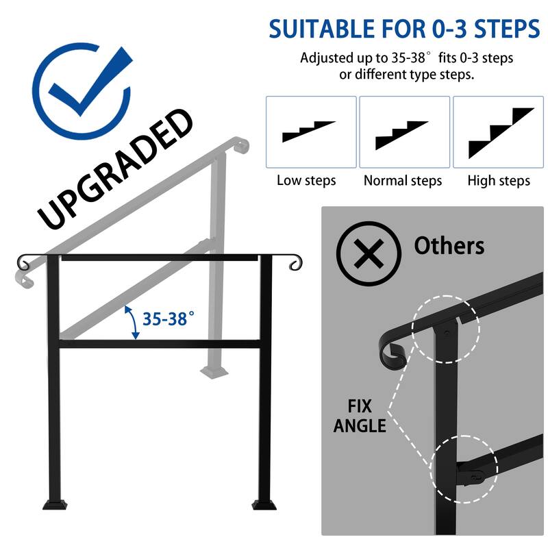 Iron Stair Rail Steps Suitable for Garden Porch and Home Applications
