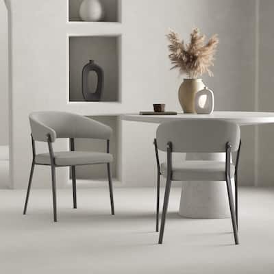Manhattan Comfort Belle Stone Grey Textured Leatherette Dining Chair