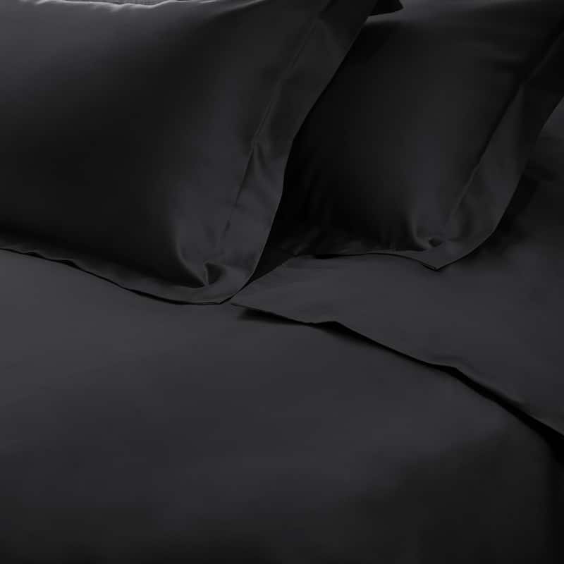 Superior Egyptian Cotton 650 Thread Count Solid Duvet Cover Set - Black - Full - Queen