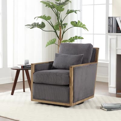 Corduroy Swivel Barrel Chair,Comfy Accent Sofa Chair for Living Room,360 Degree Swivel Barrel Club Chair