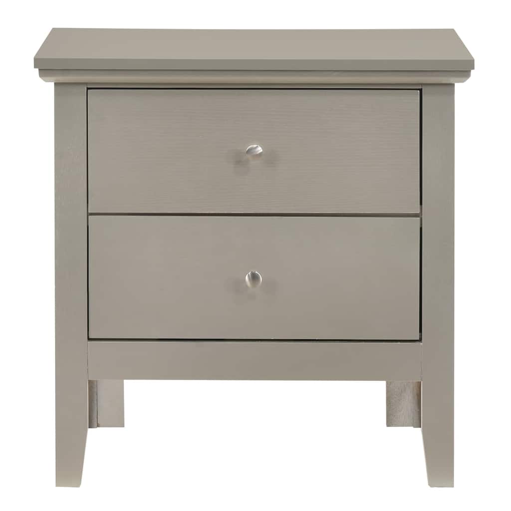 2-Drawer Wood Nightstand - 24" - Silver Champagne