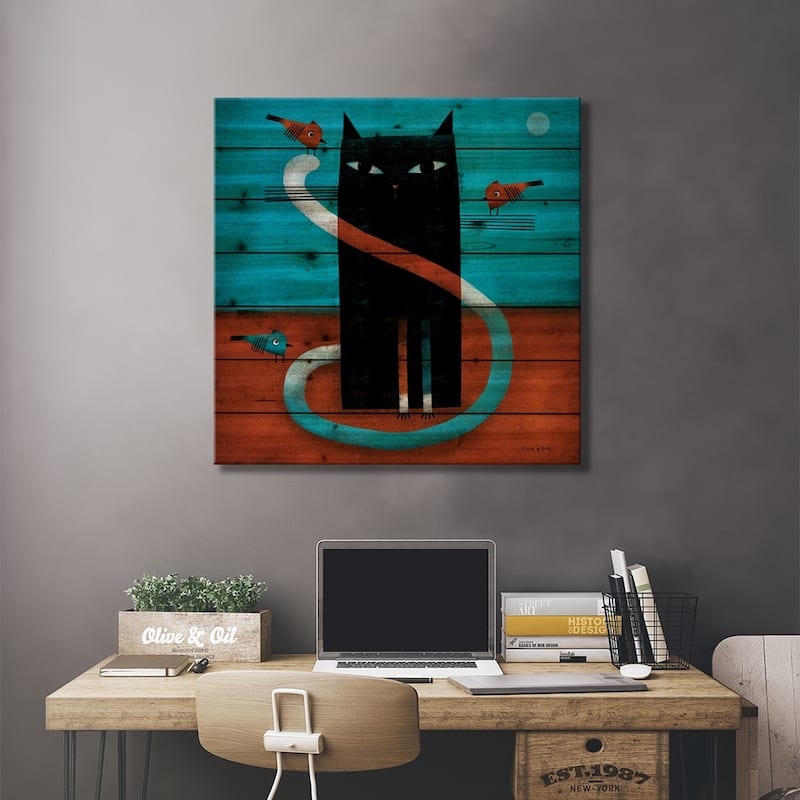 Offset Whiskers Print On Wood by Terry Runyan - Multi-Color