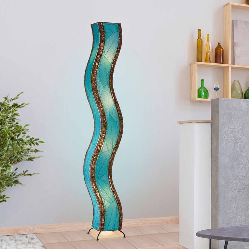 Eangee Handmade Wave Giant Floor Lamp, Cocoa Leaves Shade, 13 x 10 x 72 in.