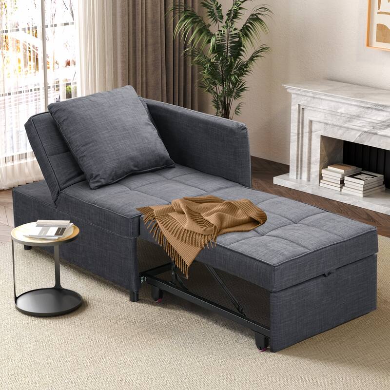 Ainfox Adjustable Sofa Chair Sleeper Sofa Bed Ottoman Couch with Metal Frame