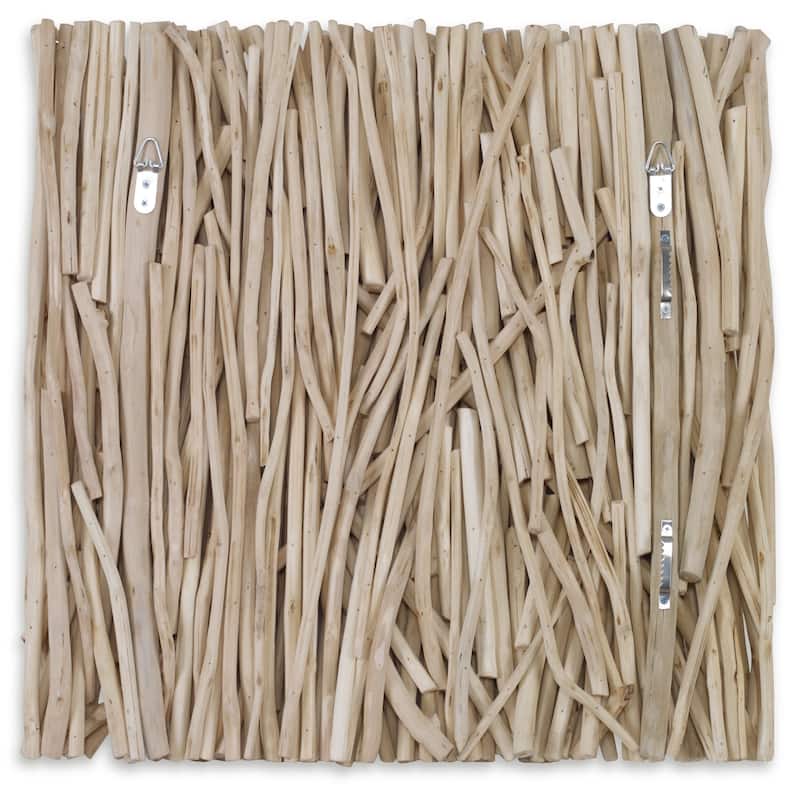 Bleached Teak Square Wall Decor - 24" - Beige