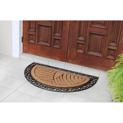 A1HC Rubber and Coir Half Round Striped Double Door Doormat 30"X48"