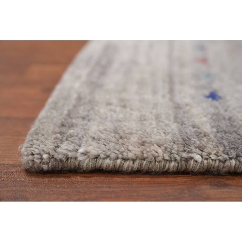 Hand Knotted Oriental Viscose Silk Carpet Tribal Animal Pictorial Greys & Charcoal Gabbeh Area Rug - 11' 8'' X 5' 0''