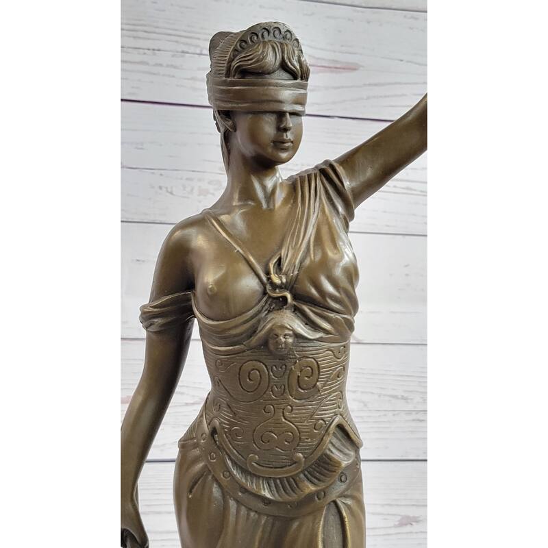 Bronze Scale Of Justice Blind Justice Sculpture Statue Clical Figurine 18 Inches Nr