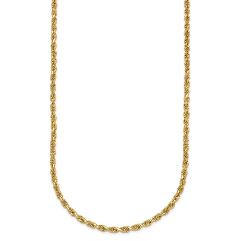 Curata 14k Yellow Gold 7" 2.4mm Solid Diamond Cut Rope Bracelet