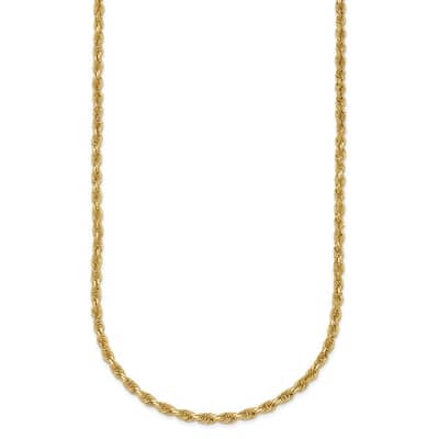 Curata 14k Yellow Gold 7" 2.4mm Solid Diamond Cut Rope Bracelet