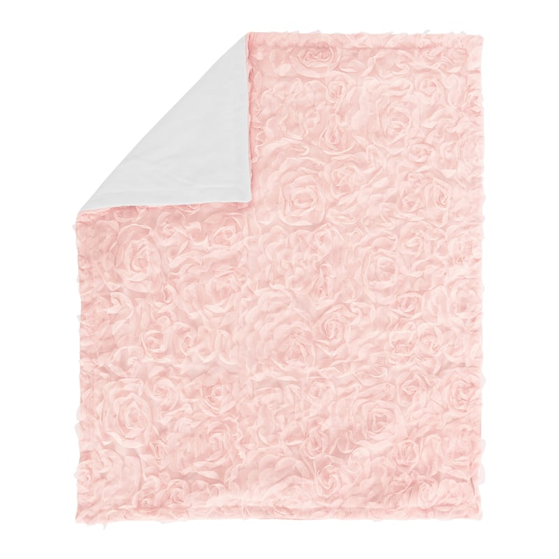 Pink Floral Rose Girl Baby Receiving Security Swaddle Blanket - Blush Flower Luxurious Elegant Princess Vintage Boho Shabby Chic