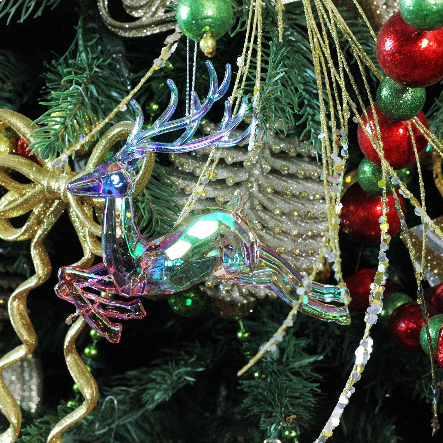 1 pcs DIY Rainbow Film Christmas Tree Hanging Pendant Iridescent Fan Star  Xmas New Year Ornament