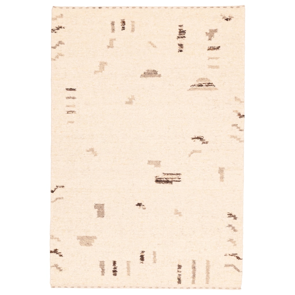 ECARPETGALLERY Flat-Weave Marrakech Cream Wool Kilim - 5'2 x 7'8