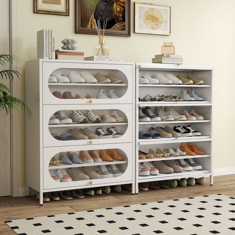 Entryway Shoe Storage Cabinet with 3/4 Flip Doors, Shoe Rack Organizer for Hallway