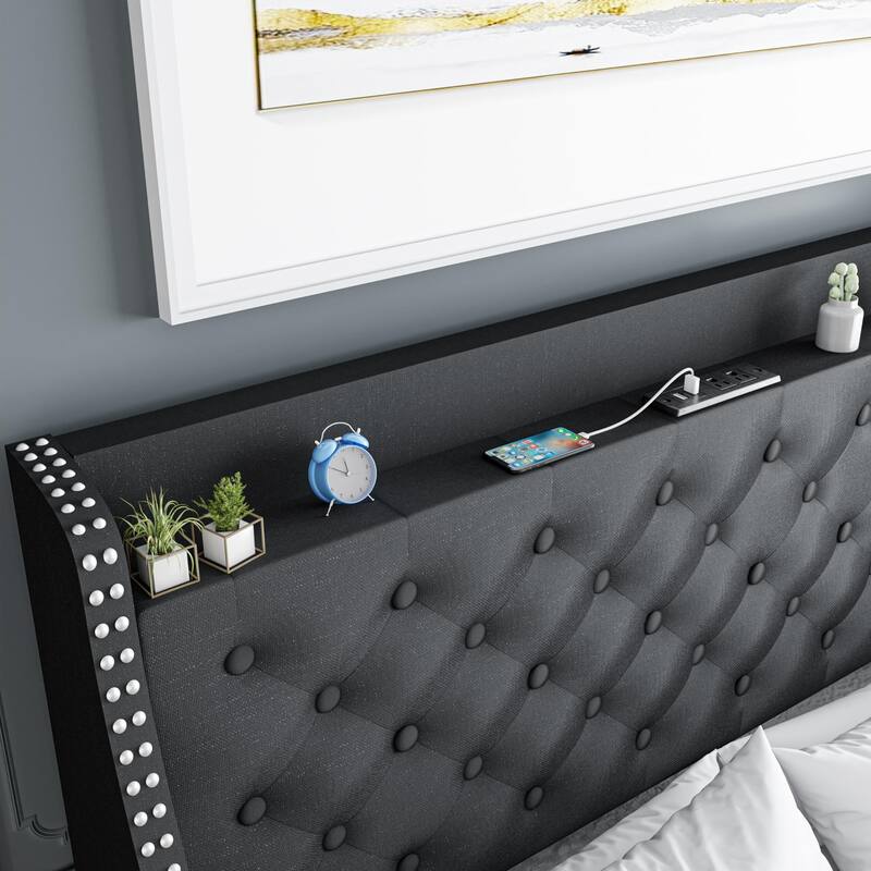 Bed Frame with 4 Storage Drawers and Headboard