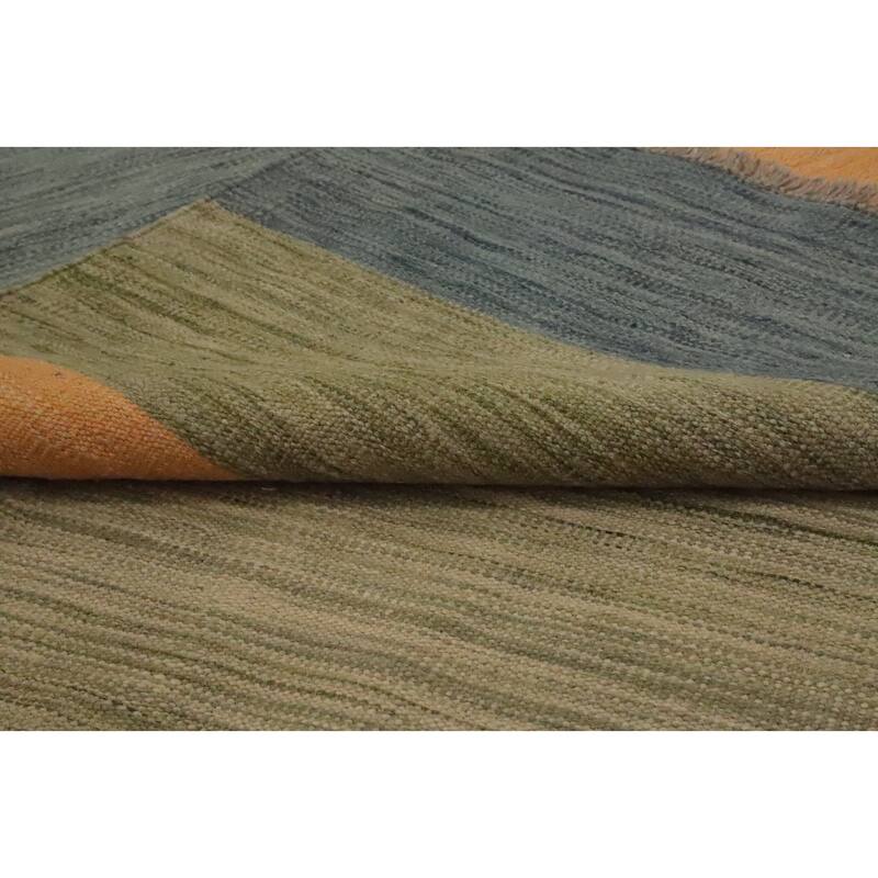 Hand Woven Oriental 100% Wool Carpet Southwestern Modern Oranges & Rust Kilim Area Rug - 12' 9'' X 9' 9''