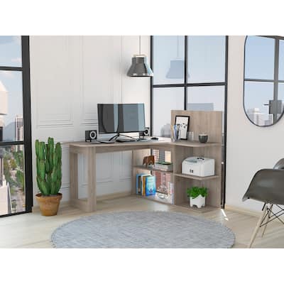 L-Shaped Corner Computer Desk with 4 Shelves